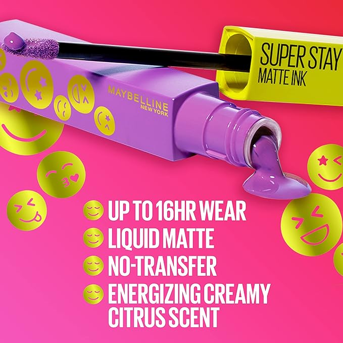 Maybelline Super Stay Matte Ink Liquid Lip Color, Moodmakers Lipstick Collection, Long Lasting, Transfer Proof Lip Makeup, Motivator, Red, 1 Count
