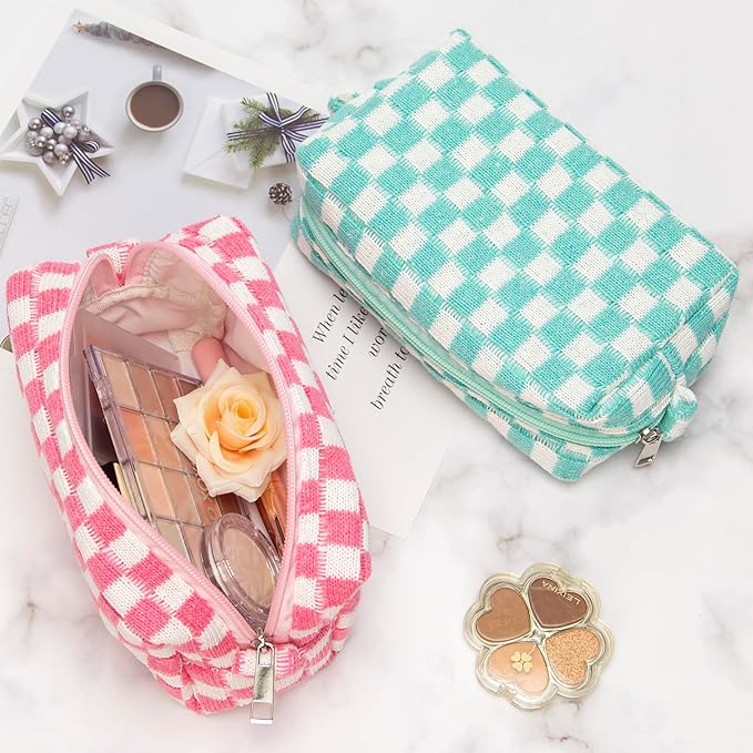 Pazimiik checkered makeup bag for