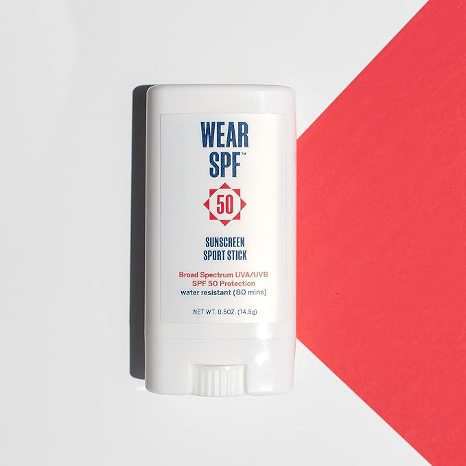 50 Sunscreen Sport Stick with Broad Spectrum SPF 50 UVA/UVB Protection, Sweat- & Water-Resistant Portable Hands-Free Stick for Face & Body, 0.5 oz.