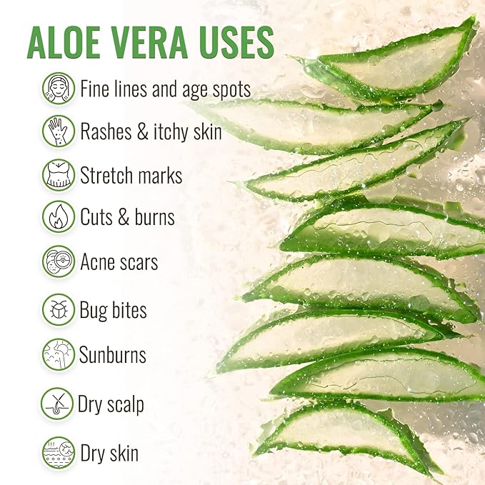 Aloe Vera Gel for Skin with Manuka Honey - Pure Aloe Vera Gel for Sunburn Relief - Organic Aloe Vera Gel for Face, Acne, and Scars - Aloe Gel for Hair and Dry Scalp - 100 Percent Pure Aloe Vera Gel