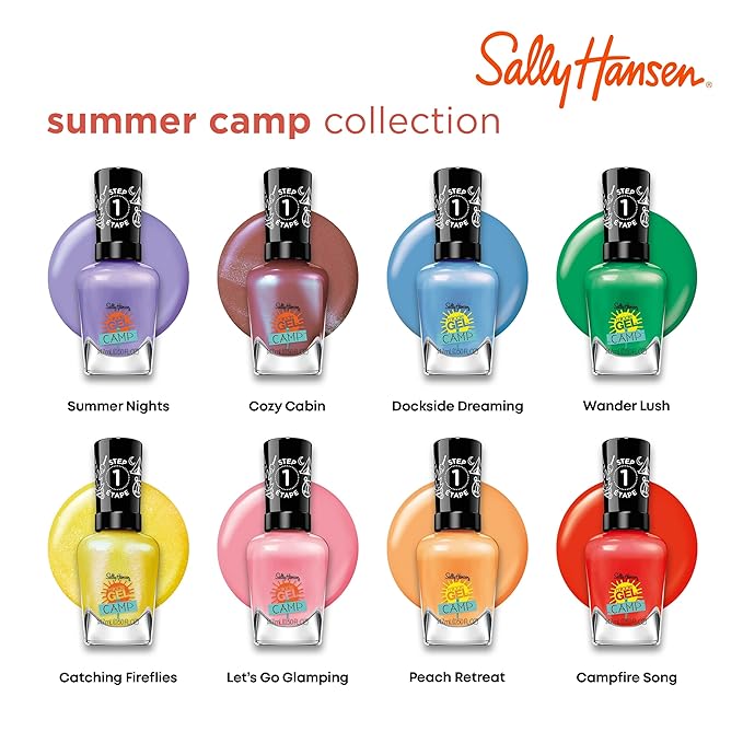 Sally Hansen Miracle Gel™, Summer Camp Campfire Song, Long Lasting, Gel-Like Formula, No UV Lamp Needed, Red Nail Polish