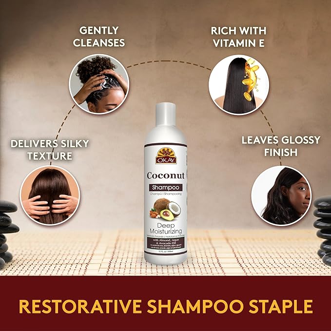 OKAY COCONUT OIL DEEP MOISTURIZING SHAMPOO 12oz / 355ml