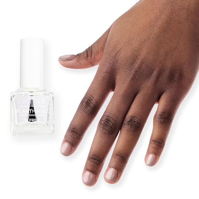 Pacifica Natural Base and Top Coat Breathable Clear Coat, Long-Lasting for Glossy Nails, Vegan & Cruelty-Free