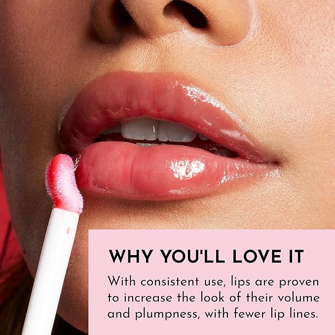 Forget the Filler Lip Plumping Line Smoothing Gloss - Cherry Vanilla - Premium Volumizing Lip Gloss with Natural Ingredients Designed to Plump, Firm, and Hydrate Lips 0.11 oz