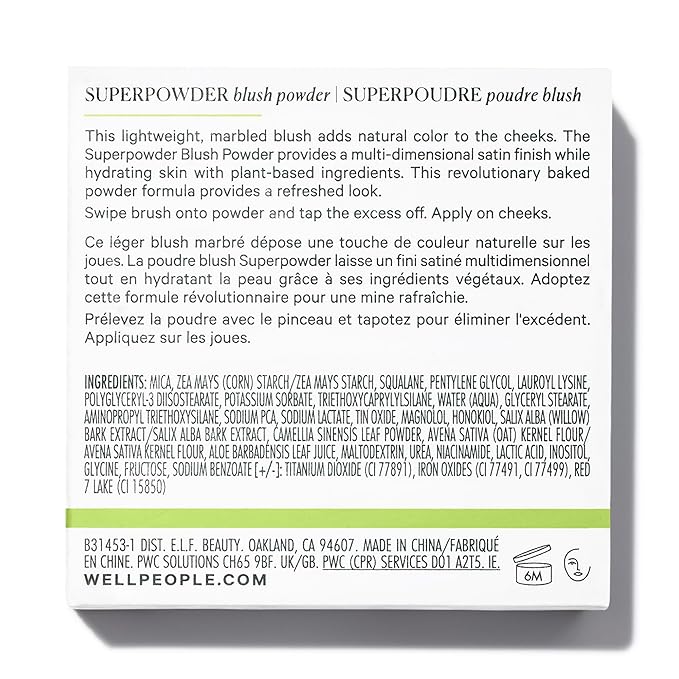 Well People Superpowder Blush Powder, Hydrating Powder Blush Guava Twist