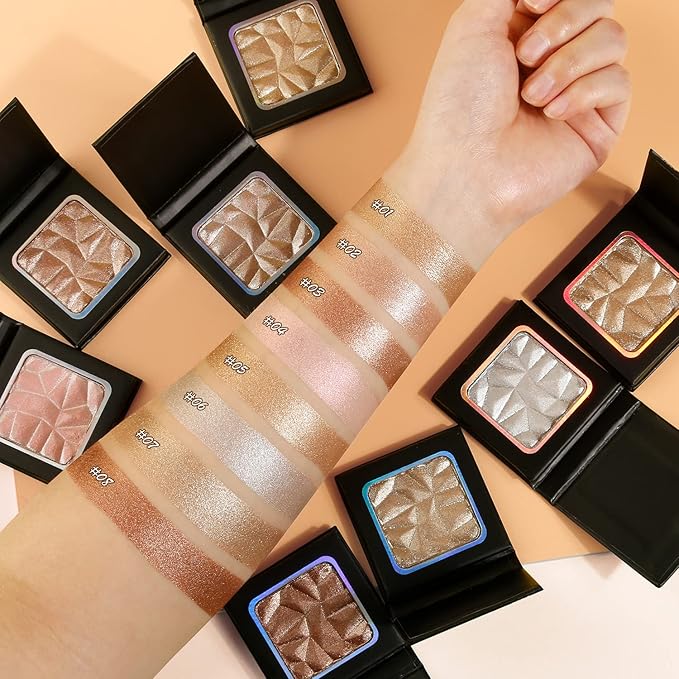 Highlighter Shimmer Makeup Palette,Shimmering Glitter Shiny Powder for Gold Powder