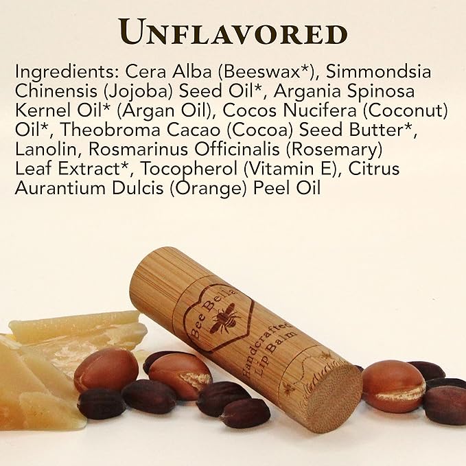 Bee Bella Lip Balm, Unscented (Unflavored), Organic