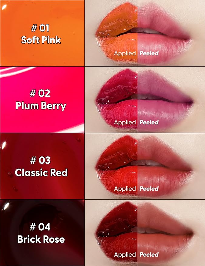 LIP My Tint Pack - Korean Lip Stain Peel Off Pack | Kiss-Proof Korean Lip Tint Long Lasting Lip Stain Marker | Waterproof Lip Stain Peel Off Lipstick (03. Classic Red, 0.50 Fl Oz)