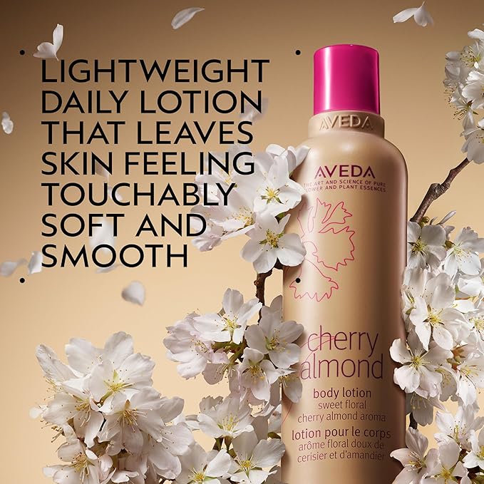 Aveda Cherry Almond Body Lotion | with Sweet Almond Oil, Cherry Blossom Extract | Sweet Floral Aroma of Tonka Bean, Certified Organic Orange, Ylang Ylang | 98% Naturally Derived*, 6.7 Fl Oz