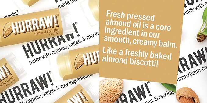 Hurraw! Almond Lip Balm: Organic, Certified