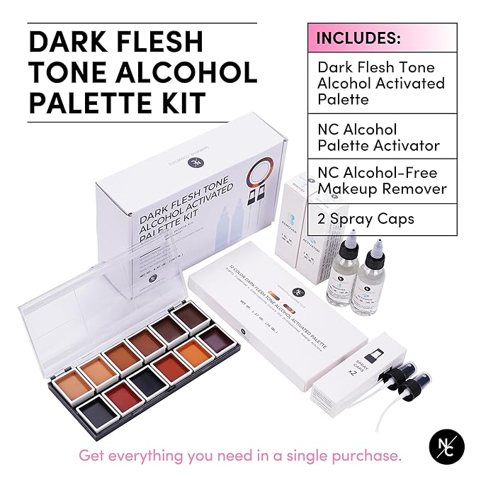 12 Color Dark Flesh Tone Alcohol Activated Makeup