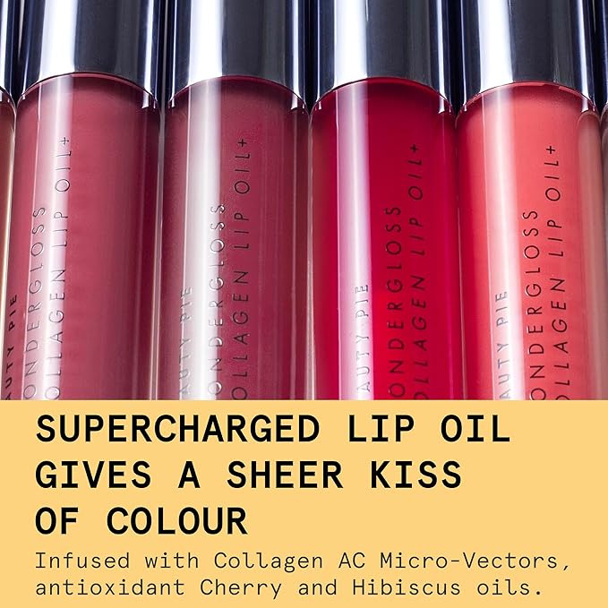 Beauty Pie Wondergloss Collagen Lip Oil + (Cherryo) – Hydrating, Plumping, Non-Sticky Gloss with Collagen AC Micro-Vectors & Cherry Oils