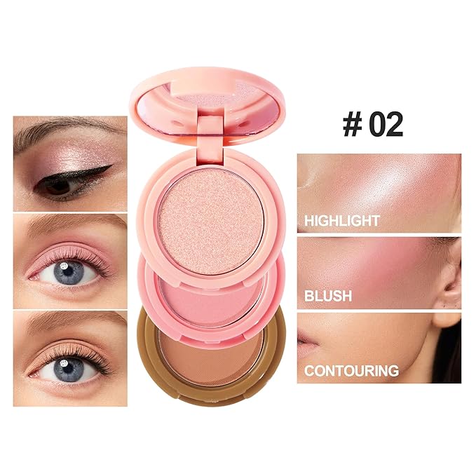 Makeup Eyeshadow Palettes, 3-in-1 Protable Multifunction Blush Highlighter