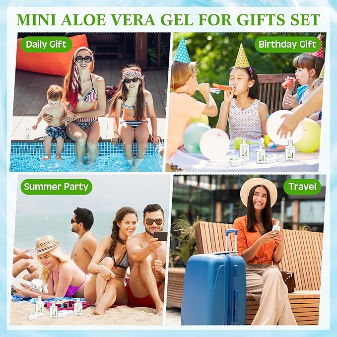 24 Pcs Mini Aloe Vera Gel 1oz Soothing Moisture Aloe Gel Travel Size Aloe Vera Gel Moisturizing Face Skin Aloe Vera Gel Bulk for Thank You Gifts Summer Beach Wedding Party Supplies (Aloe Vera)