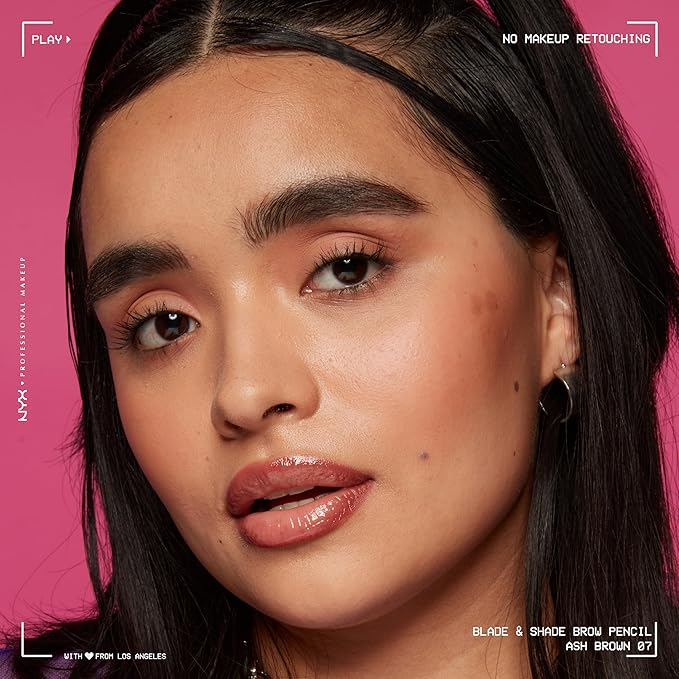 NYX PROFESSIONAL MAKEUP Blade & Shade Brow Pencil, Nano Mechanical Eyebrow Pencil, Up to 16HR Make Up Wear - Ash Brown