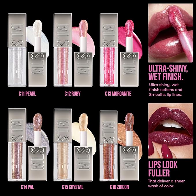 Mirror Glitter Lipstick, Sparkling Shimmer High Pigment Waterproof Long Lasting Lip Gloss, Shimmer Moisturizer Lip Gloss, Diamond Shiny Bold Glow Lip Stain for Lip Makeup (C12, 0.11 fl.oz)