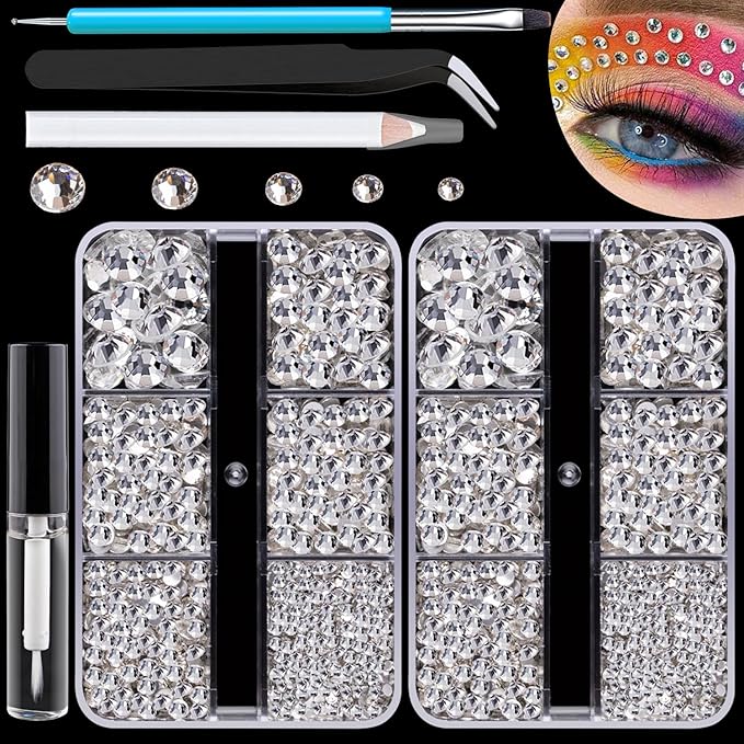 Colorful Face Gems for Makeup Set, Flatback Gorgeous