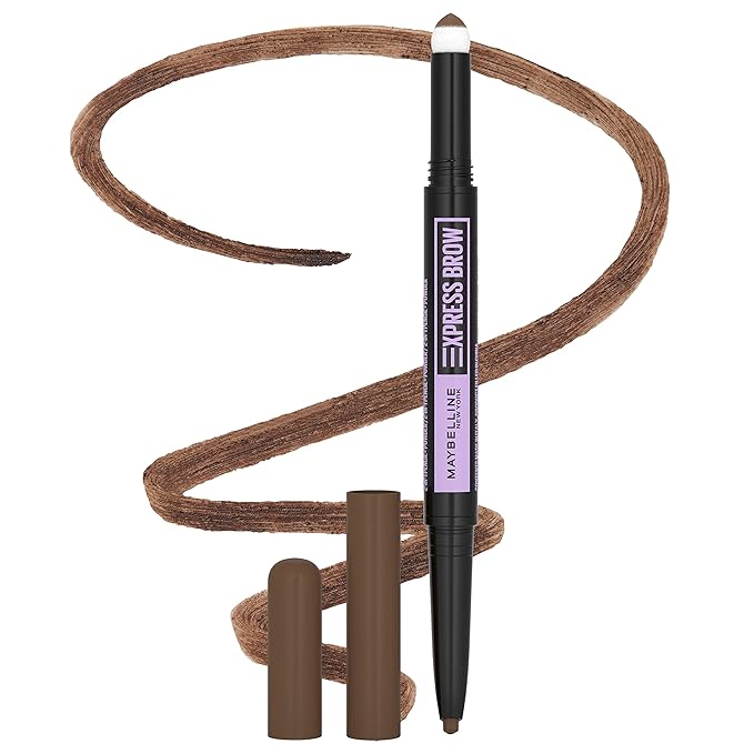 Maybelline Express Brow 2-In-1 Pencil and Powder Eyebrow Makeup, Medium Brown, 1 Count