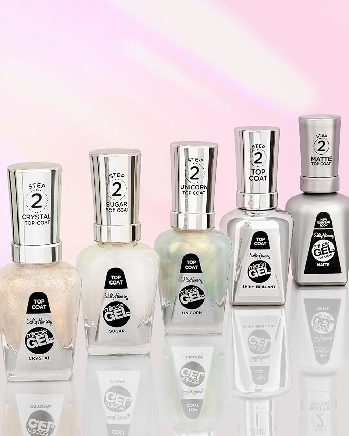 Sally Hansen Miracle Gel™, Unicorn Top Coat, Long Lasting, Gel-Like Formula, No UV Lamp Needed, Glitter Nail Polish