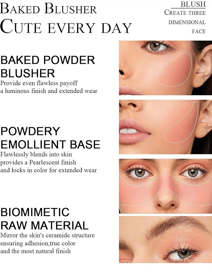 Baked Blush Powder, Natural Glow Blush Palette for Makeup #01