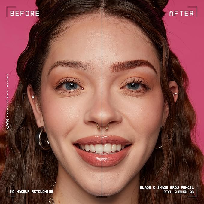 NYX PROFESSIONAL MAKEUP Blade & Shade Brow Pencil, Nano Mechanical Eyebrow Pencil, Up to 16HR Make Up Wear - Rich Auburn