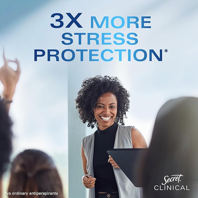Secret Clinical Strength Antiperspirant Deodorant for Women, Stress Response, 3X Stress Protection, 72hr Sweat & Odor Protection, PH Balancing Minerals, Invisible Solid, 2.6 oz