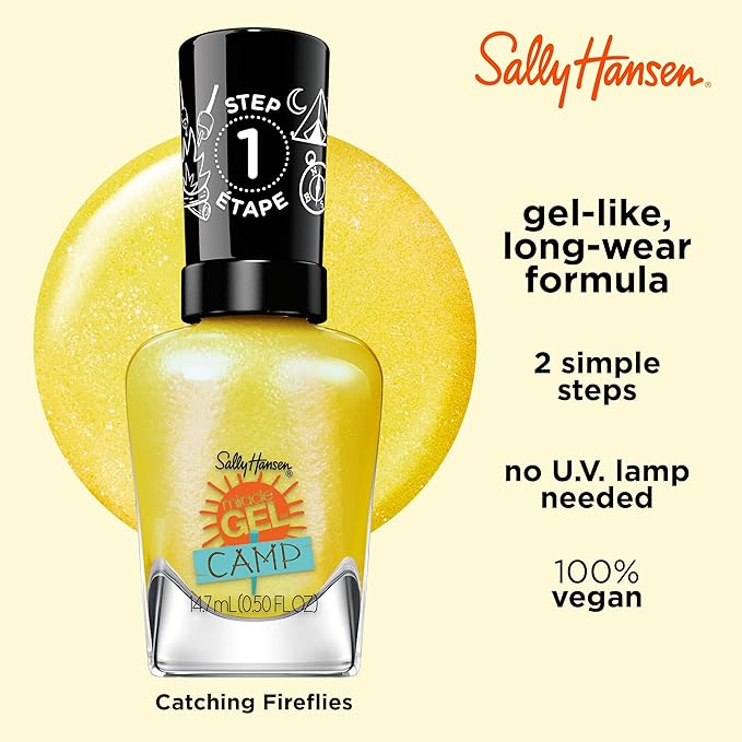 Sally Hansen Miracle Gel™, Summer Camp Catching Fireflies, Long Lasting, Gel-Like Formula, No UV Lamp Needed, Yellow Nail Polish