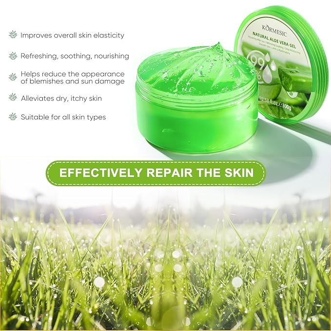 Facial Aloe Vera Gel, 99% Pure Aloe Vera Moisturising Gel for Skin, Scalp and Hair, Soothing Aloe Vera Facial Moisturising Gel, Multi-Purpose Skin Care, Soothe Your Skin (10 oz)