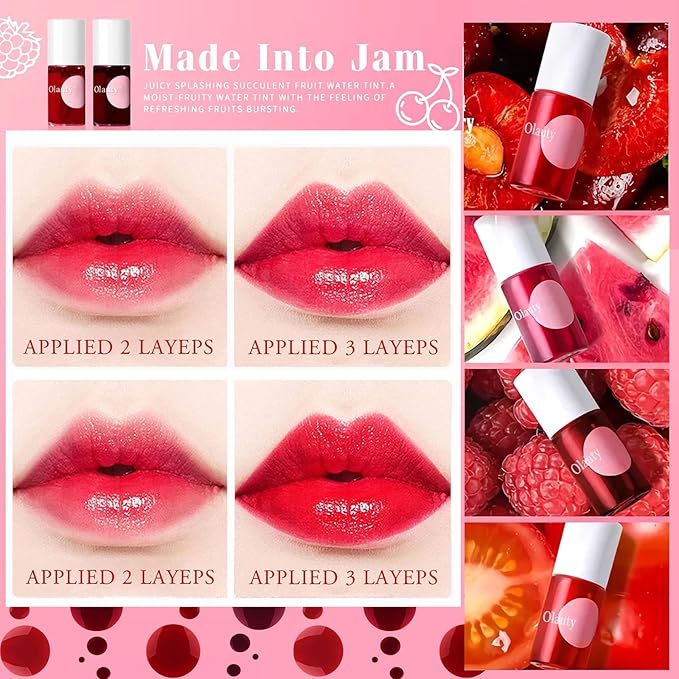 ZARICS 2 Colors Lip Tint Stain Set, Korean Gloss