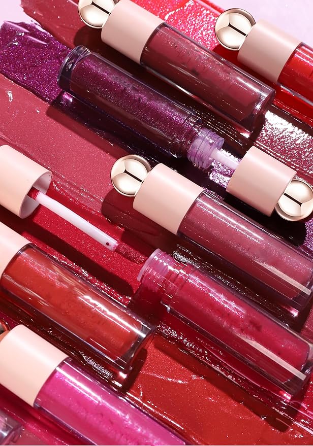 Shimmer Lip Gloss,Shine Liquid Lipstick Glossy Shimmer Finish, Glitter Sparkly Smooth Primer Lip Tint,Moisturizing Matte Lip Glaze Fine Glitter Waterproof Non-Stick Cup for Girls Women(#07)