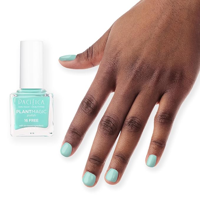 Pacifica Natural Nail Polish – Plant Magic Light Blue Nail Polish - Plant Based, Non-Toxic & Clinically Tested - Lasting Colors, Chip-Resistant, Clean Beauty, Dermatologist Approved, Paradise City
