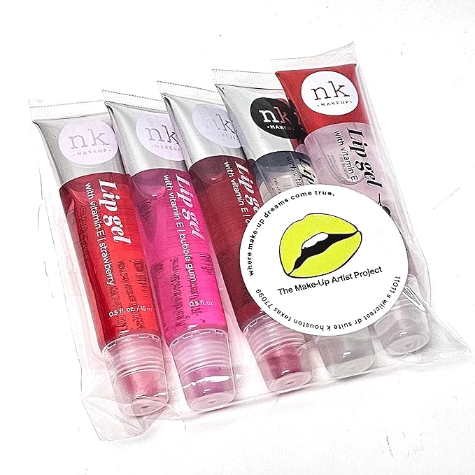 5 Pack Variety Bundle of Lip Gels With Viatmin E - Clear, Rosehip, Strawberry, Cherry, and Bubble Gum Hydrating Lip Glosses