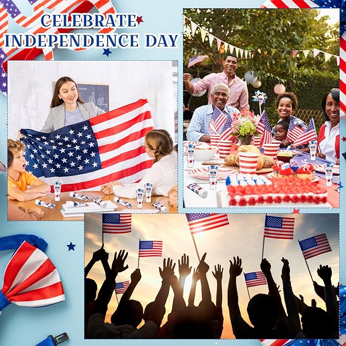 24 Pcs 4th of July Party Supplies Bulk Spf 30 Mini Sunscreen for Summer Independence Day Party 1oz Travel Size Thank You Gifts for Patriotic Favors Supplies