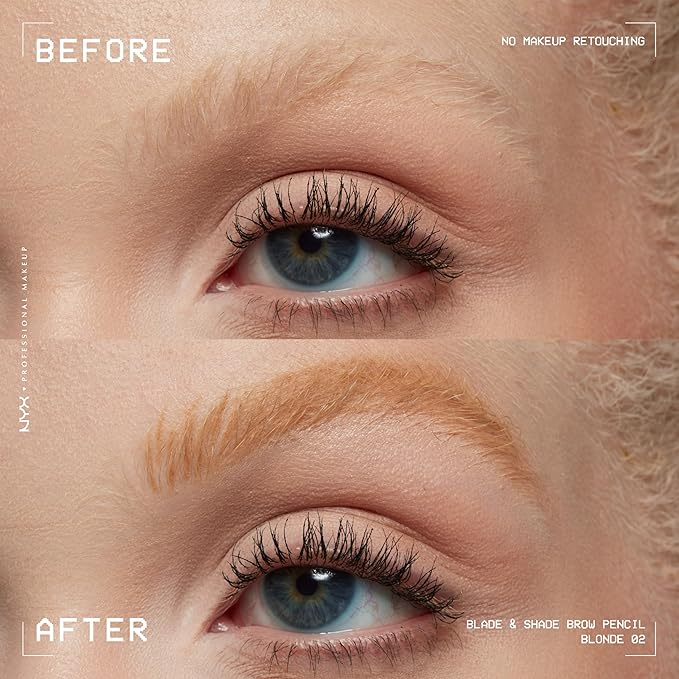 NYX PROFESSIONAL MAKEUP Blade & Shade Brow Pencil, Nano Mechanical Eyebrow Pencil, Up to 16HR Make Up Wear - Blonde