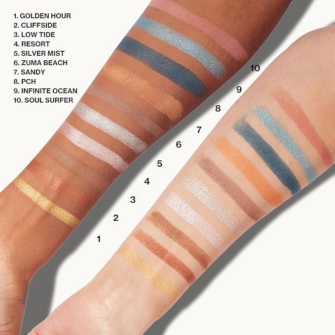 Pacifica Eyeshadow Palette – Malibu Mineral Eyeshadow, Blendable Neutral Shades with Velvet Matte, Shimmer & Metallic, Cocoa Butter Infused, Talc-Free, Vegan & Cruelty-Free, 0.24 oz (10 Shades)