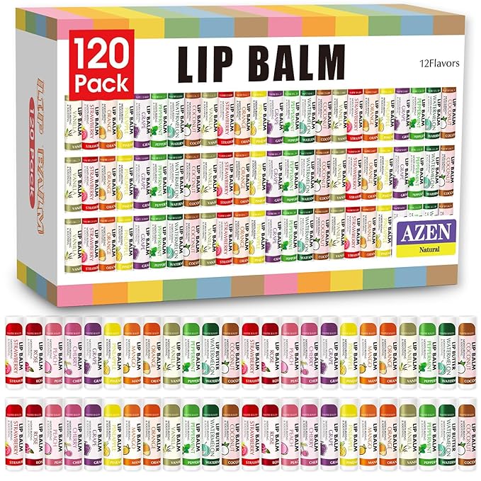 AZEN 120 Pack Lip Balm, Natural