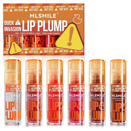 6 Colors Duck Lip Plumper Gloss,High Pigment Plumping Lip Gloss,Hydrating Lip Glow Oil, Lip Balm for women, Vegan Lip Makeup,Lip Stick Set for Women.Lip Care Oil Set.