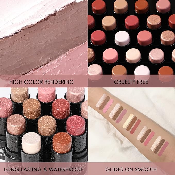 FOCALLURE 3 Pcs Cream Contour Sticks,Shades with Highlighter Finishing Makeup,FAIR-LIGHT