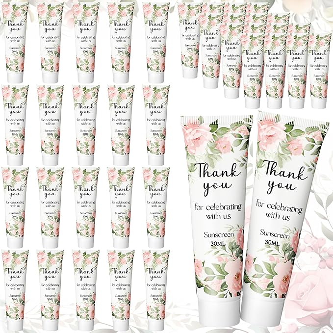 36 Pcs Sunscreen for Wedding Favors SPF 30 Wedding Mini Sunscreen Lotion 1 oz Travel Sunscreen Bulk Bridal Shower Favors Gifts for Wedding Guest Gifts Party Supplies (Flower)
