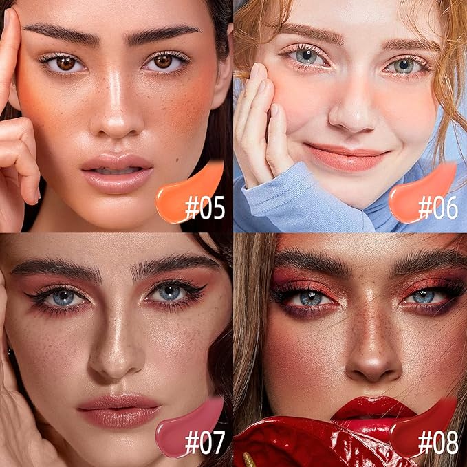 Liquid Blush for Cheeks, Soft Cream Blush with SEDUCTIVE-Bright Red