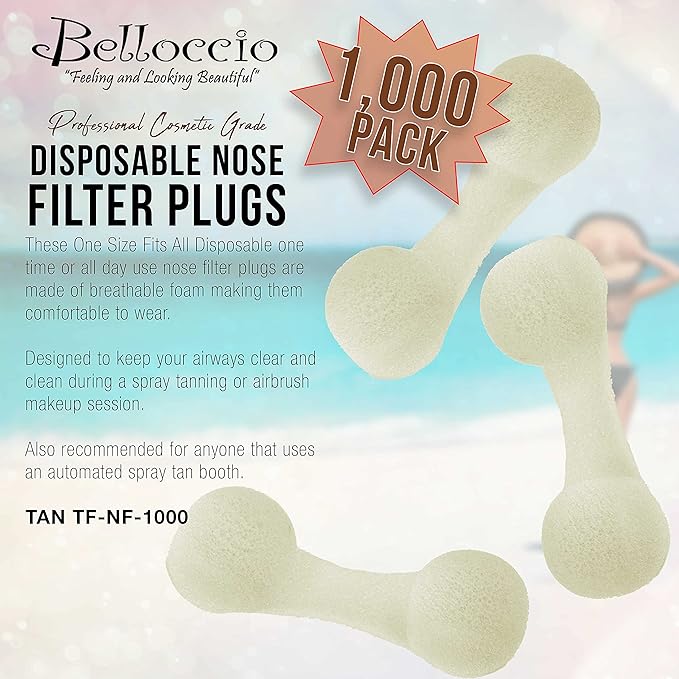 Belloccio Pack of 1000 Disposable Nose Filter Plugs (Used For Sunless Airbrush Spray Tanning)