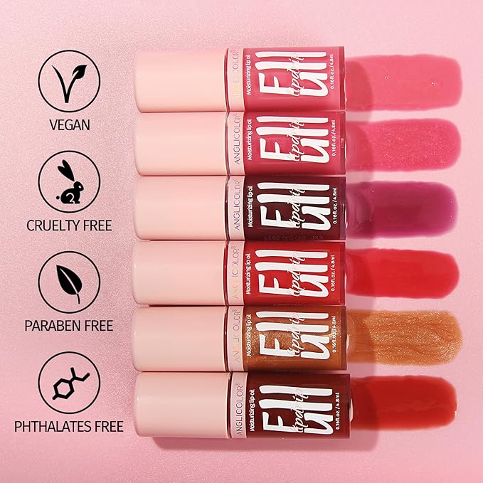 2PC Lip Glow Oil Hydrating 6 Colors, Moisturizing Glow