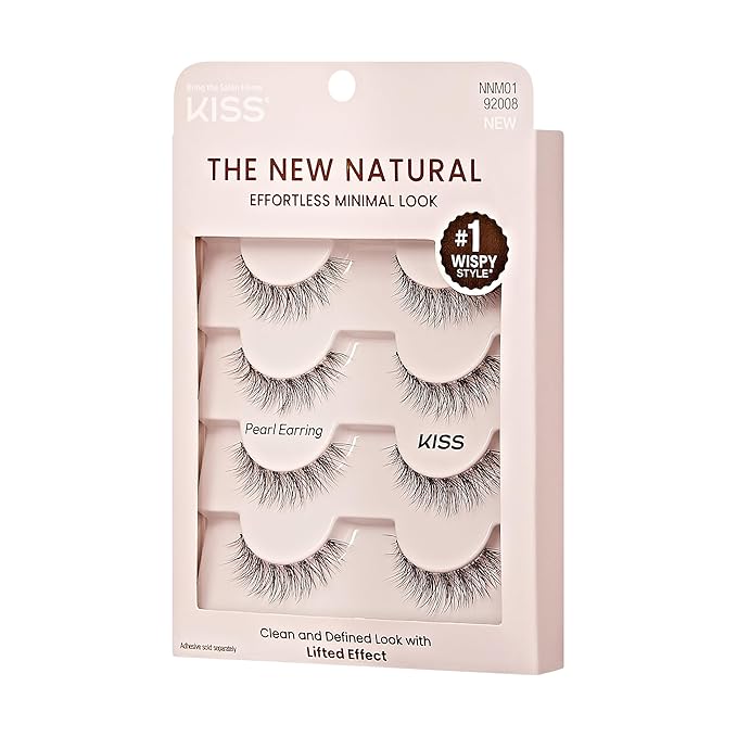 KISS The New Natural, False Eyelashes, 'Freckles', 12 mm, Includes 1 pair of lash, Contact Lens Friendly, Easy to Apply, Reusable Strip Lashes