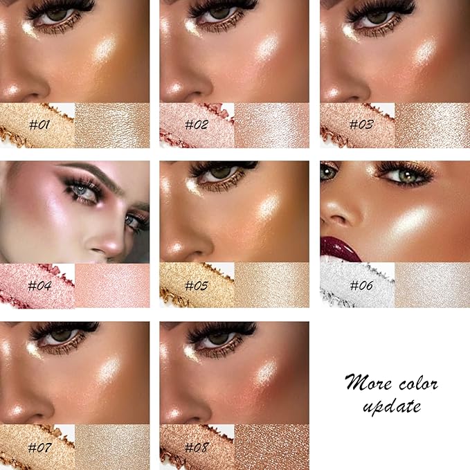 Highlighter Makeup Palette White Silver,Glitter Highlight Contouring Pallets,Highly Skin Tones