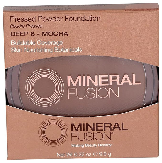 Mineral Fusion Pressed Powder Foundation, Deep 6 - Hypoallergenic, Cruelty-Free, 0.32 Oz