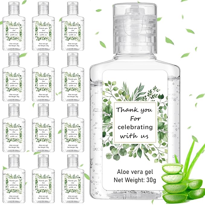 12 Pcs Mini Aloe Vera Gel Bulk for Summer Wedding Party 1oz Soothing Moisture Aloe Gel Bulk Travel Size for Thank You Gifts Summer Beach Wedding Party (Eucalyptus)