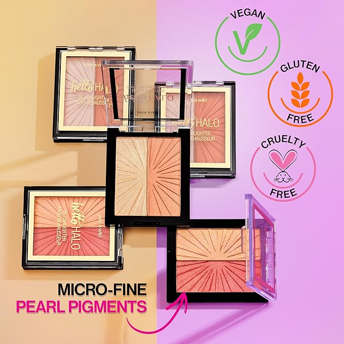 Wet n Wild MegaGlo Blushlighter, Blendable Blush & Highlighter Set, Shimmery Metallic Finish, Flash Me