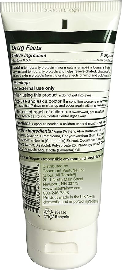 All Terrain Natural Aloe Gel Skin Relief, Skin Protectant, 5oz, With Moisturizing Aloe & Allantoin