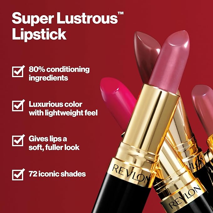 Revlon Super Lustrous Lipstick, Creamy Formula For Soft, Fuller-Looking Lips, Moisturized Feel, 610 Goldpearl Plum, 0.15 oz