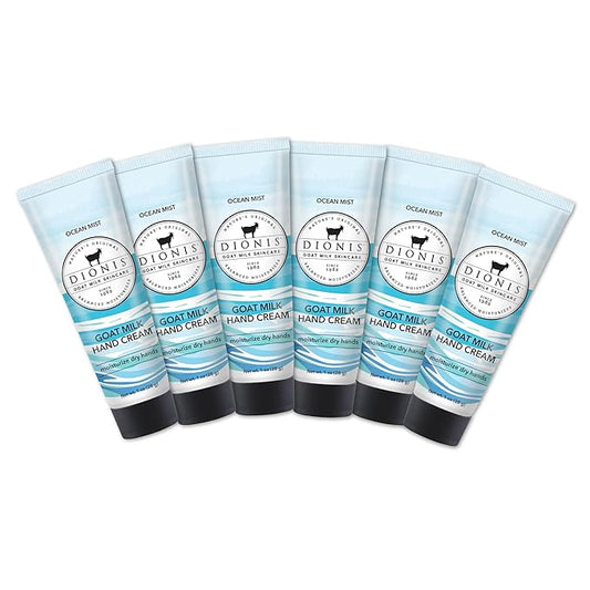 Dionis - Goat Milk Skincare Scented Hand Cream, Travel Size Self Care Moisturizing Lotion For Women, Vitamins & Minerals Hydrate Dry Skin - Cruelty Free, Paraben Free, Ocean Mist, 1oz Set of 6